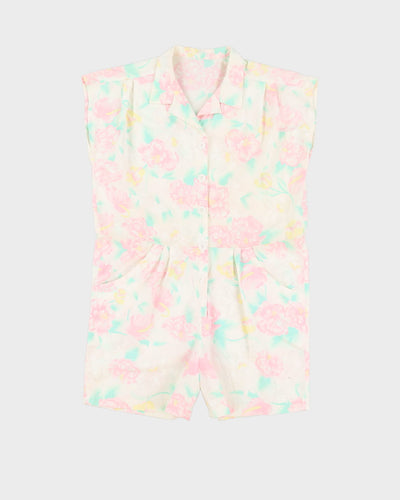 Vintage 1990s Green And Pink Patterned Playsuit - M