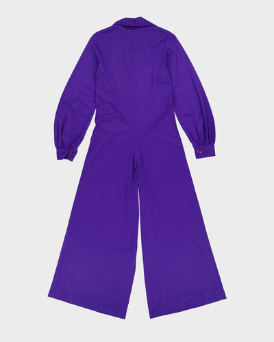 Vintage 1970s Purple Flared Disco Jumpsuit - S