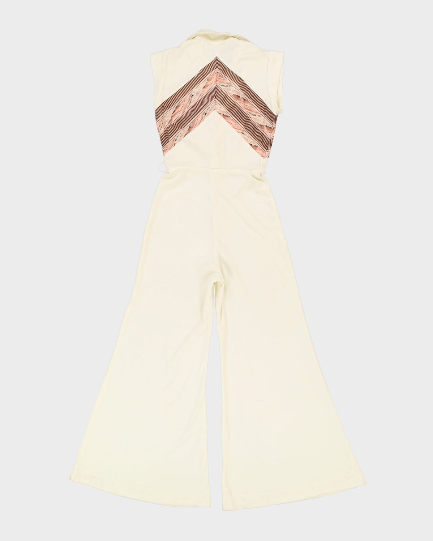 Vintage 1970s Cream Flared Leg Long Jumpsuit - S