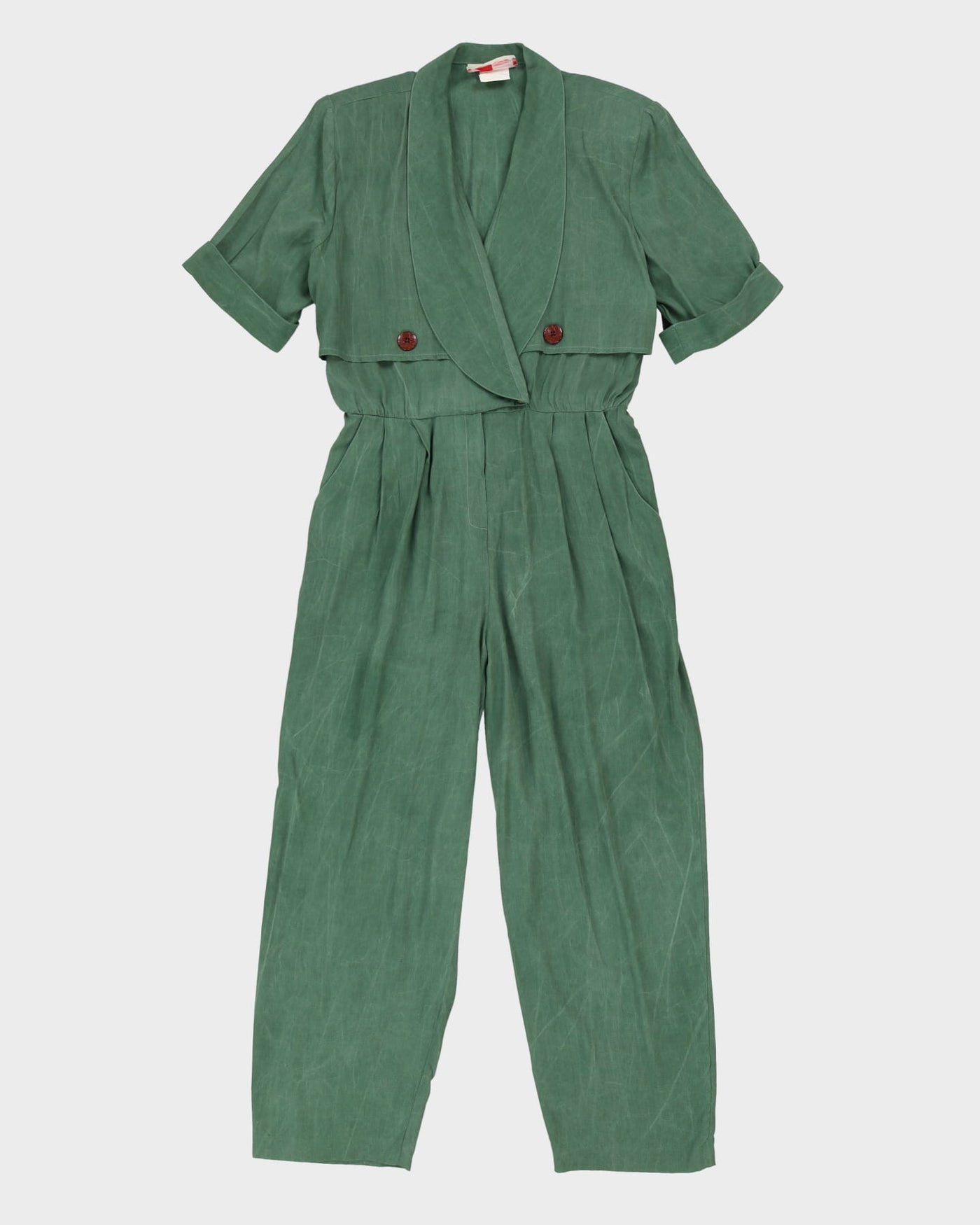 00s Green Short Sleeve Jumpsuit - M