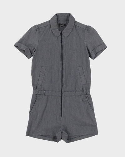 A.P.C. Blue Stripy Cotton Playsuit - S
