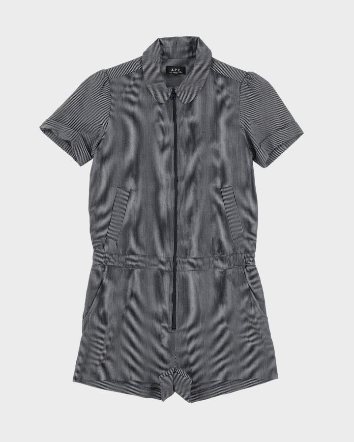 A.P.C. Blue Stripy Cotton Playsuit - S