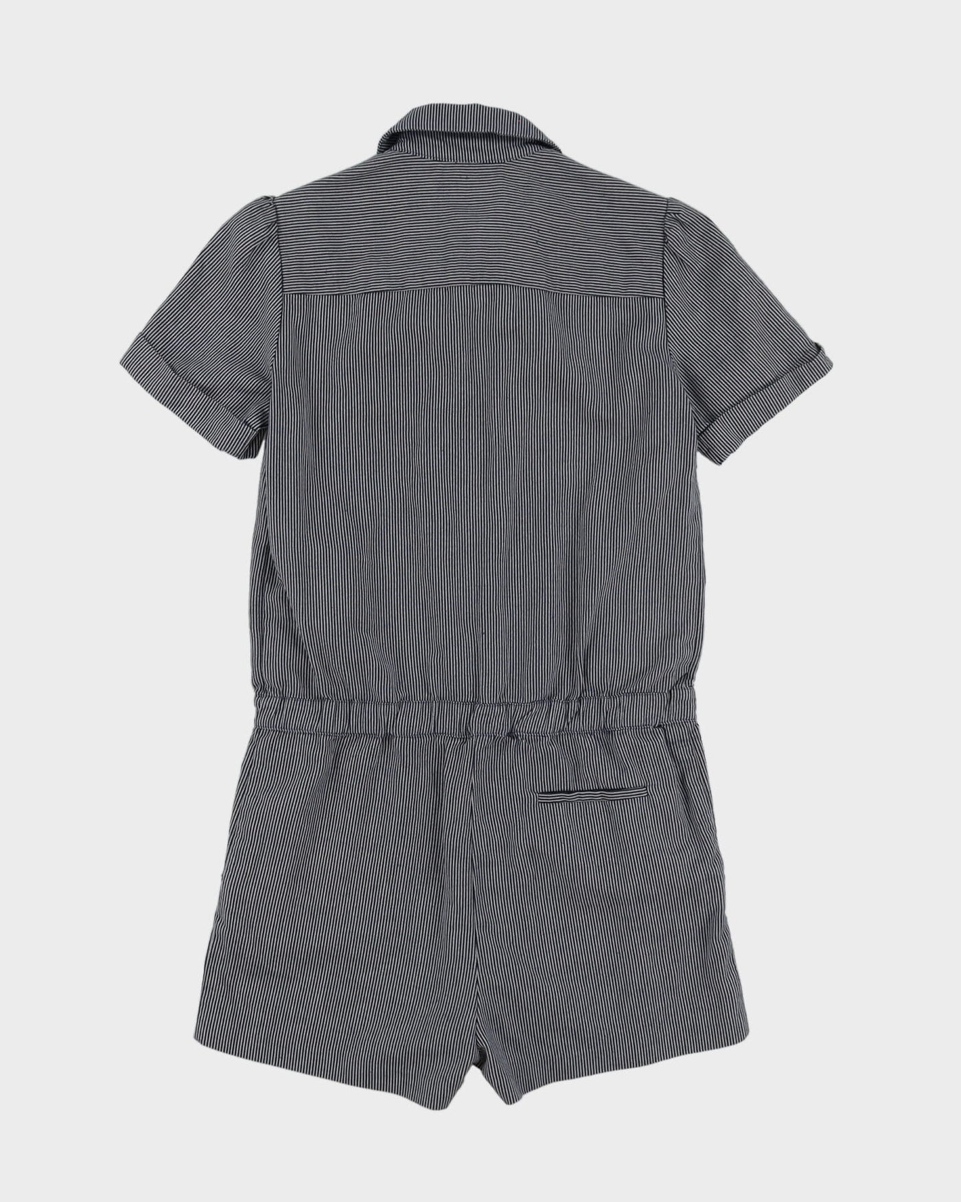 A.P.C. Blue Stripy Cotton Playsuit - S