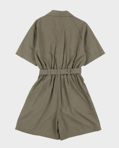 Green Embroidery Detailed Playsuit - S