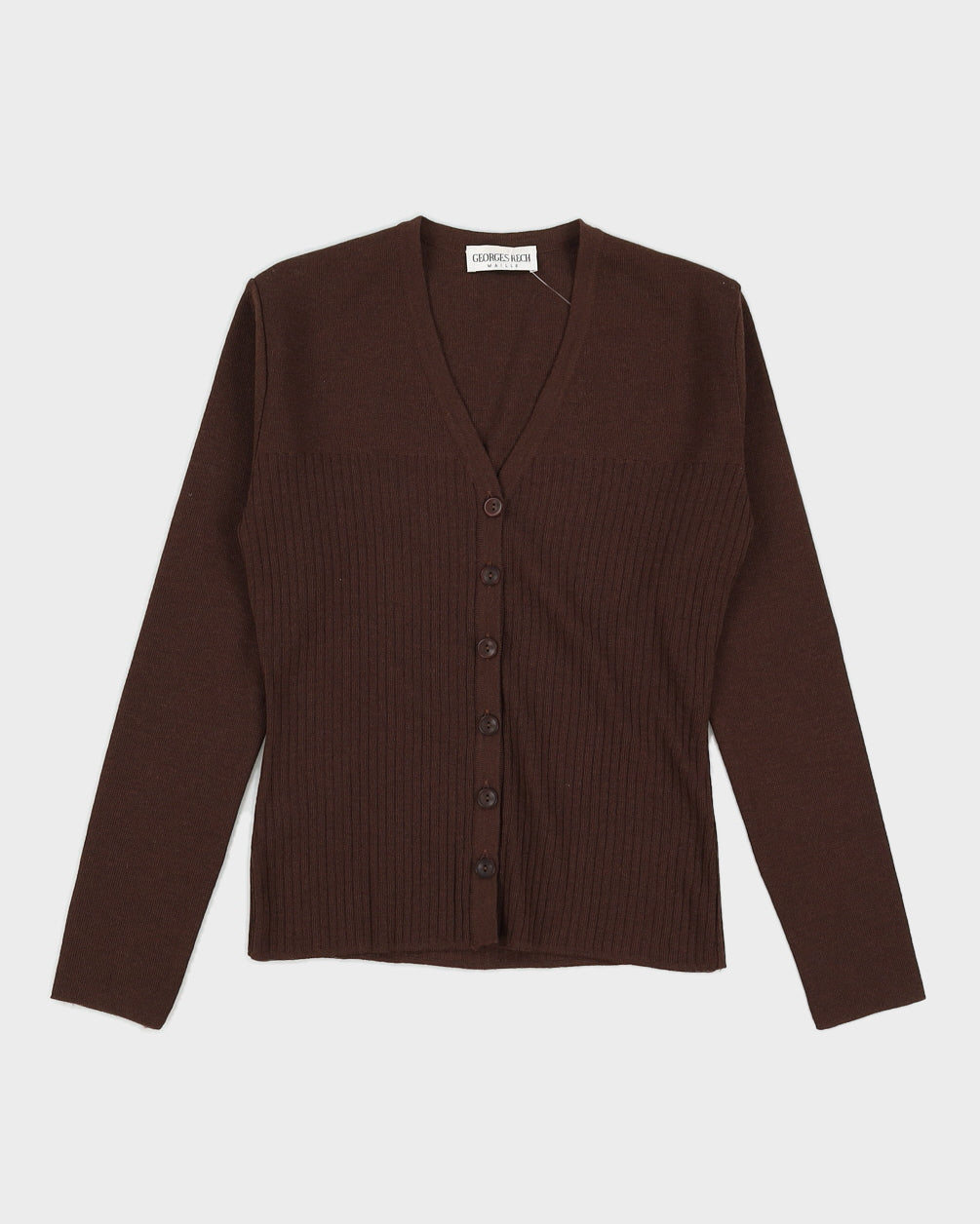 Vintage 90s Georges Rech Brown Merino Knit Cardigan - M