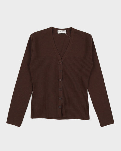 Vintage 90s Georges Rech Brown Merino Knit Cardigan - M