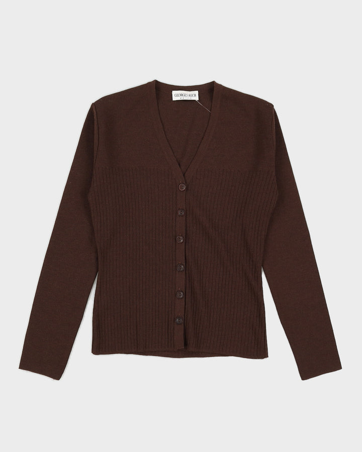 Vintage 90s Georges Rech Brown Merino Knit Cardigan - M