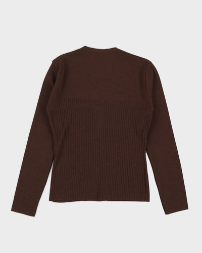 Vintage 90s Georges Rech Brown Merino Knit Cardigan - M