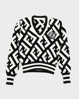 Fendi Black and White Logo Pattern Terry Pullover Jumper - XS