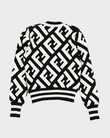 Fendi Black and White Logo Pattern Terry Pullover Jumper - XS