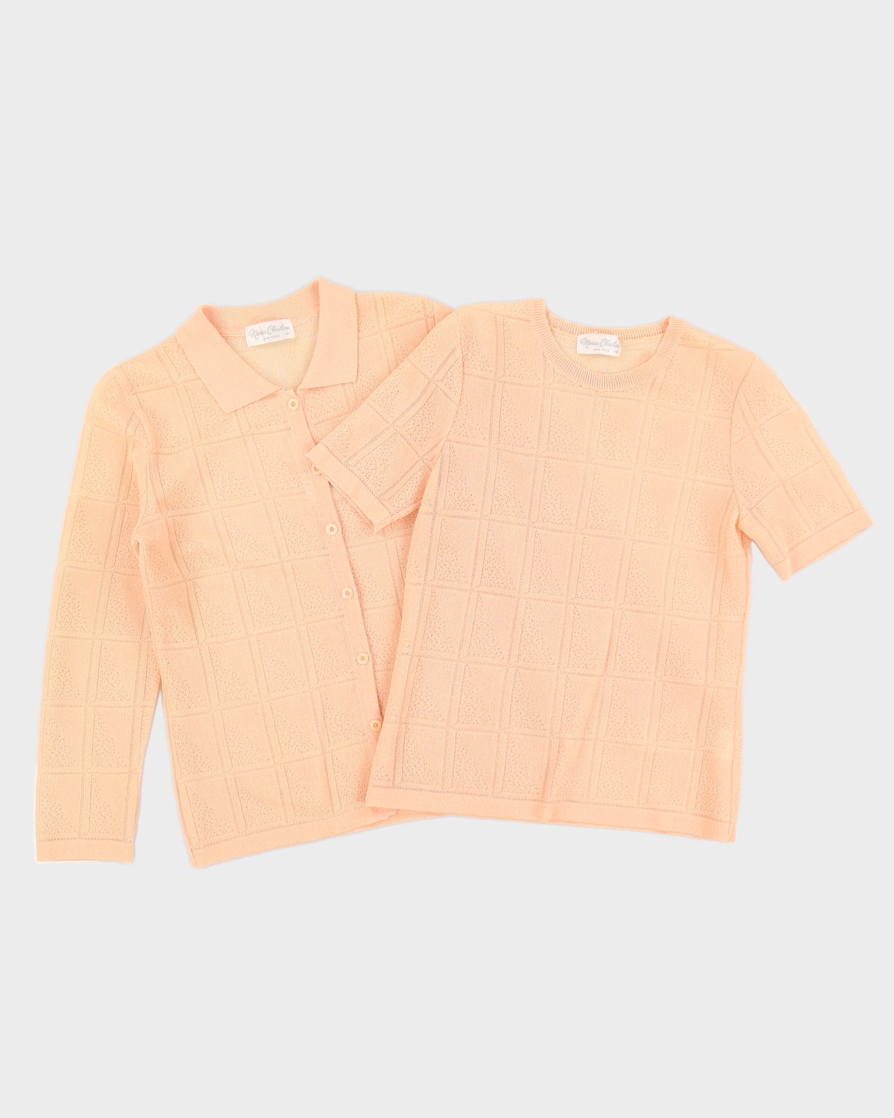 Vintage 1980s 2 Piece Peach Top and Cardigan  - M