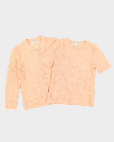 Vintage 1980s 2 Piece Peach Top and Cardigan  - M