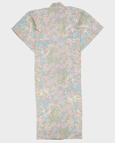 Lilac Floral Pattern Crepe Kimono - S / M