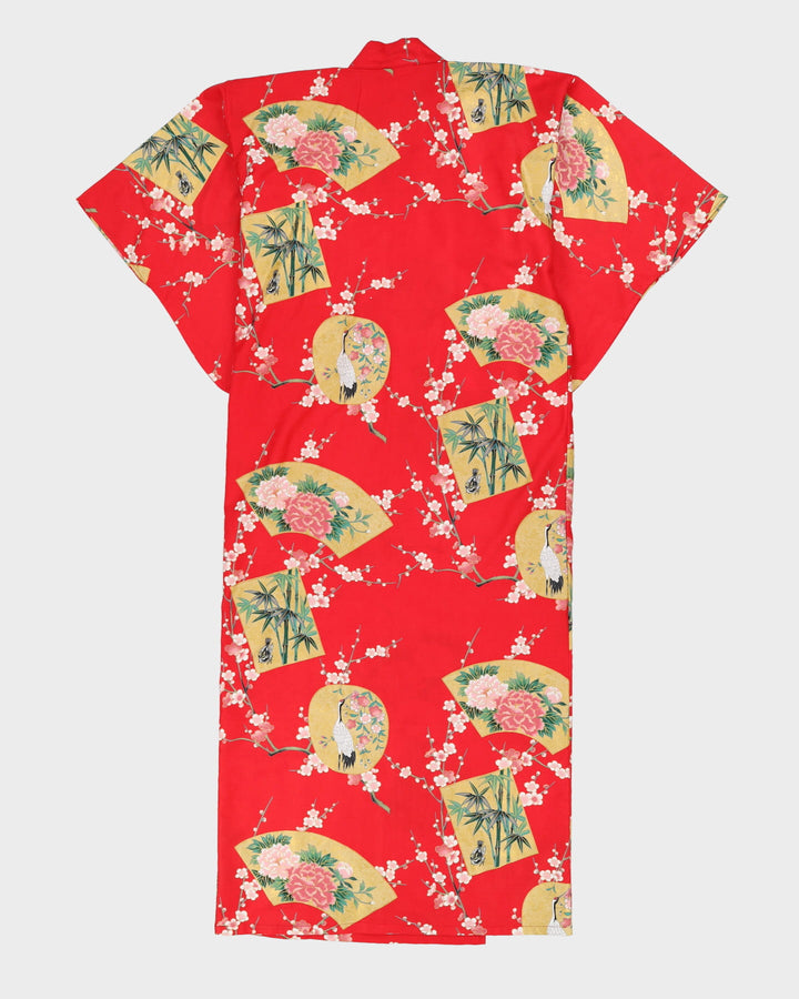 Red Patterned Cotton Yukata Kimono - S