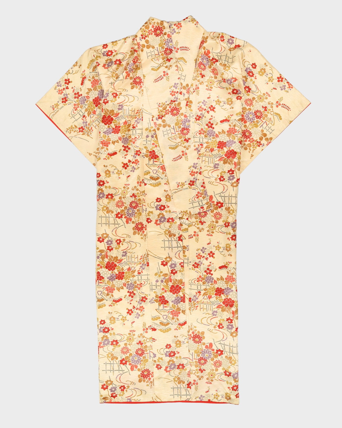 Yellow With Orange Flowers Kimono - M