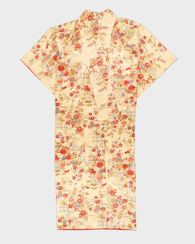 Yellow With Orange Flowers Kimono - M