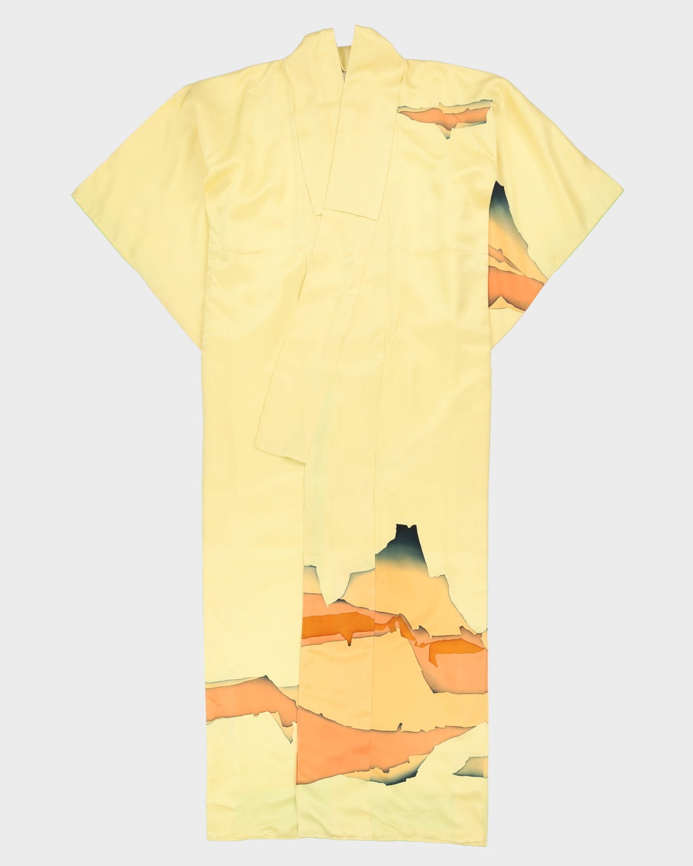 Yellow With Orange Pattern Kimono - L