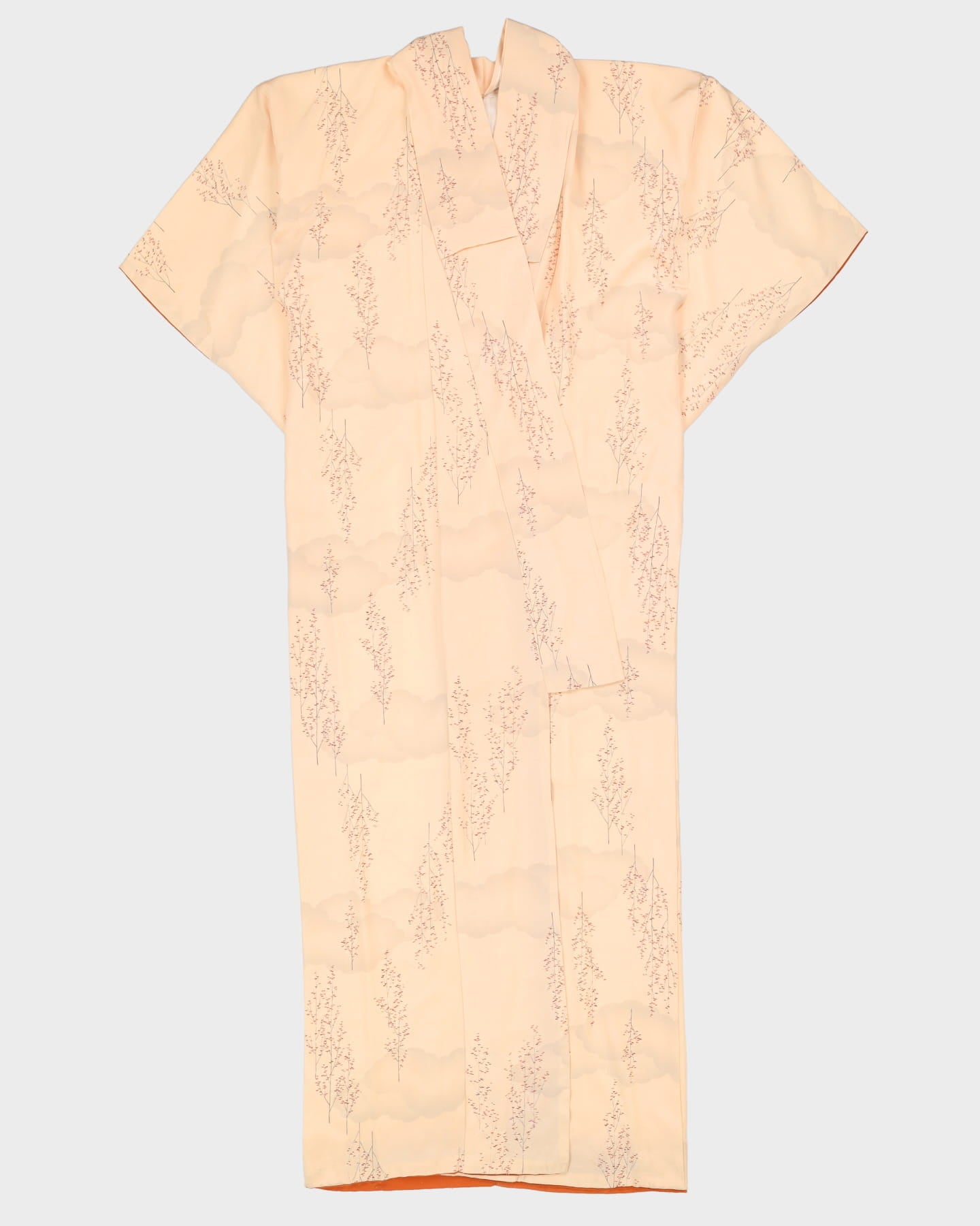 Vintage Peach With Blossoms Print Kimono - M / L
