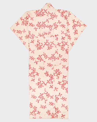 Pink Jacquard With Blossoms Print Kimono - S