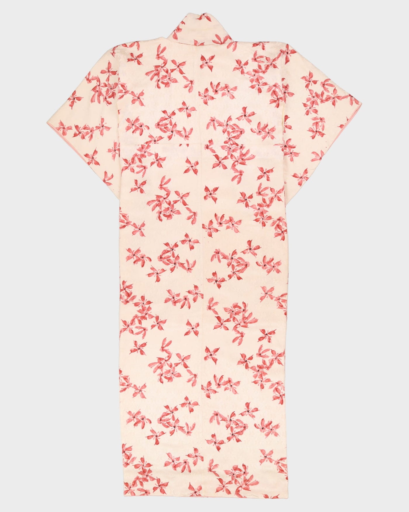 Pink Jacquard With Blossoms Print Kimono - S