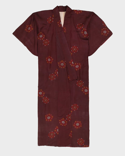 Vintage 1950s Burgundy Meisen Silk Kimono - S