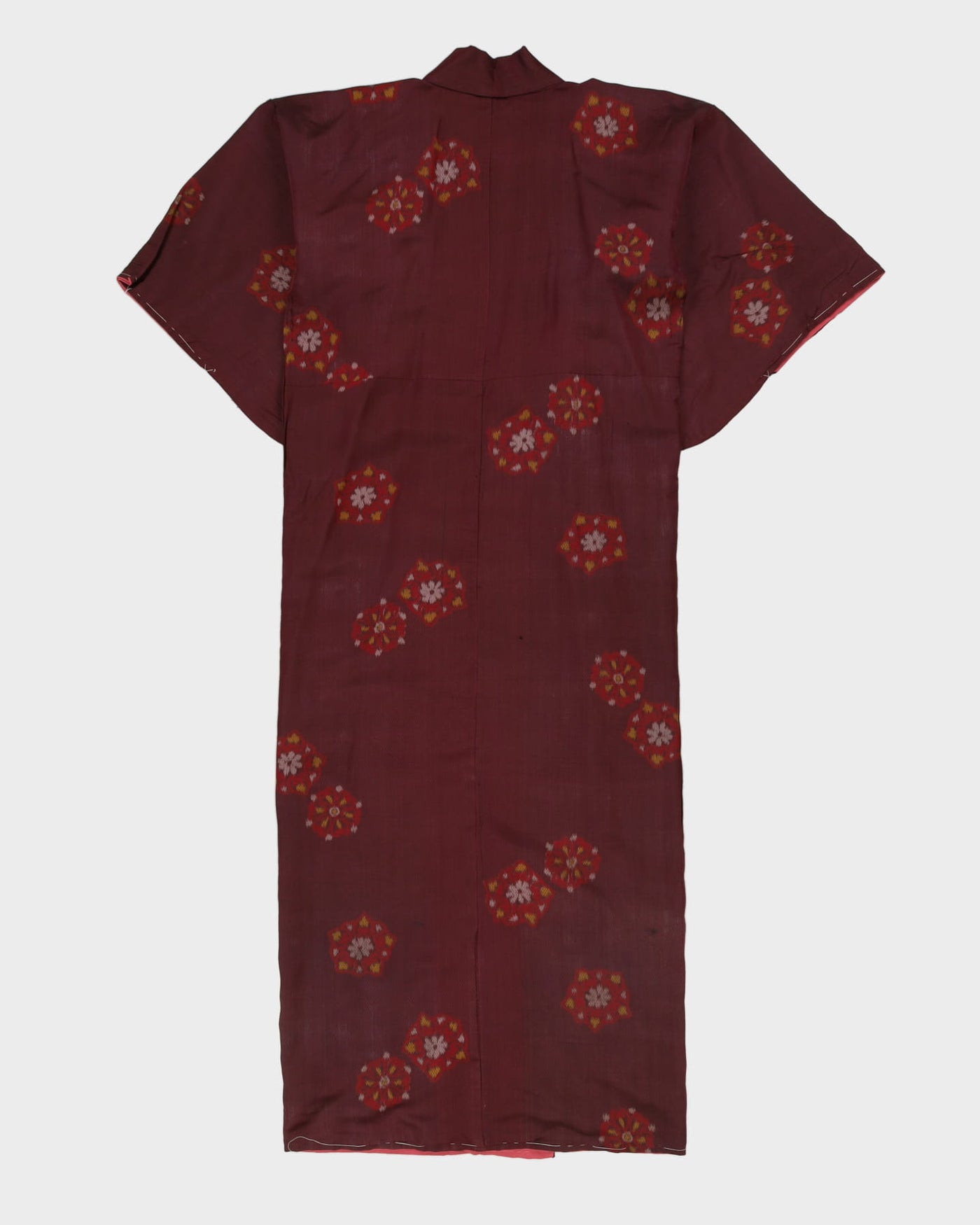 Vintage 1950s Burgundy Meisen Silk Kimono - S