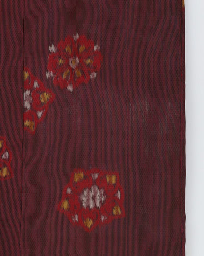 Vintage 1950s Burgundy Meisen Silk Kimono - S