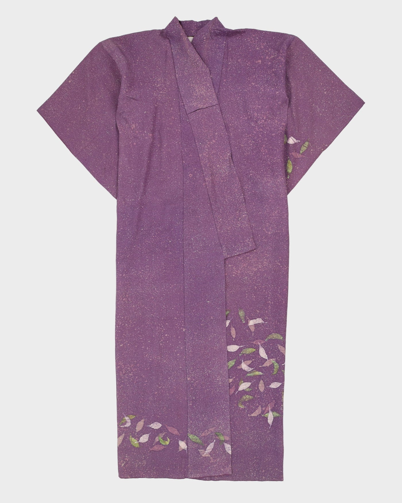Purple Leaves Pattern Kimono - M