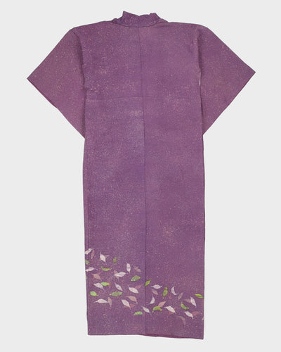 Purple Leaves Pattern Kimono - M