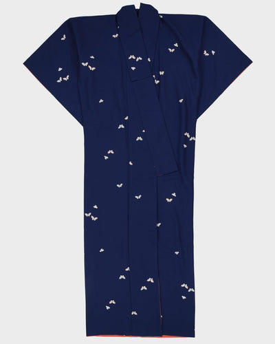 Blue Butterfly Print Crepe Kimono - XL