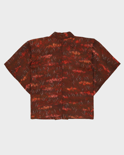 Vintage 1950s Orange Patterned Haori Kimono - M / L