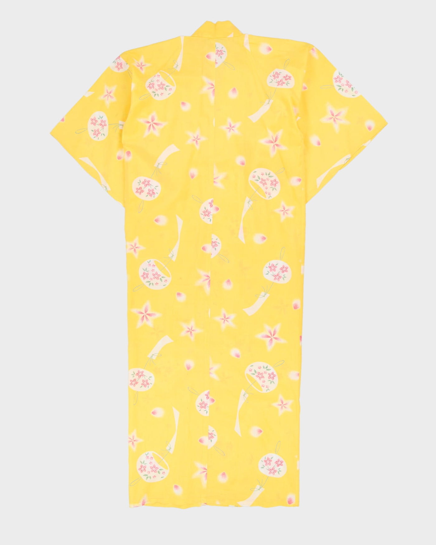 Yellow Patterned Yukata Summer Kimono - L