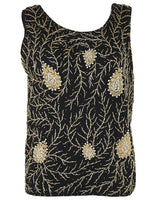 60s Golden Vine Beaded Knit Vest -