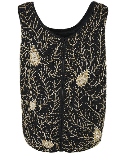60s Golden Vine Beaded Knit Vest -