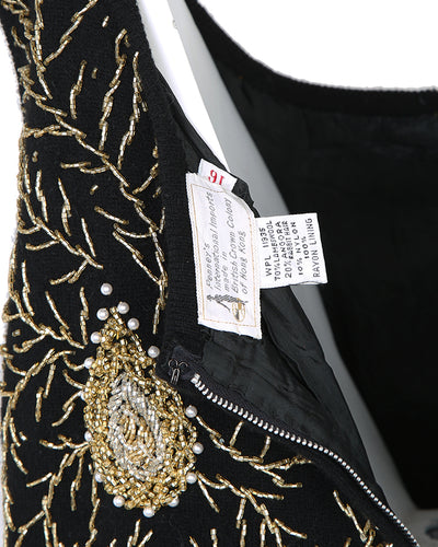 60s Golden Vine Beaded Knit Vest -