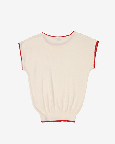 1990s flower applique knitted top - S