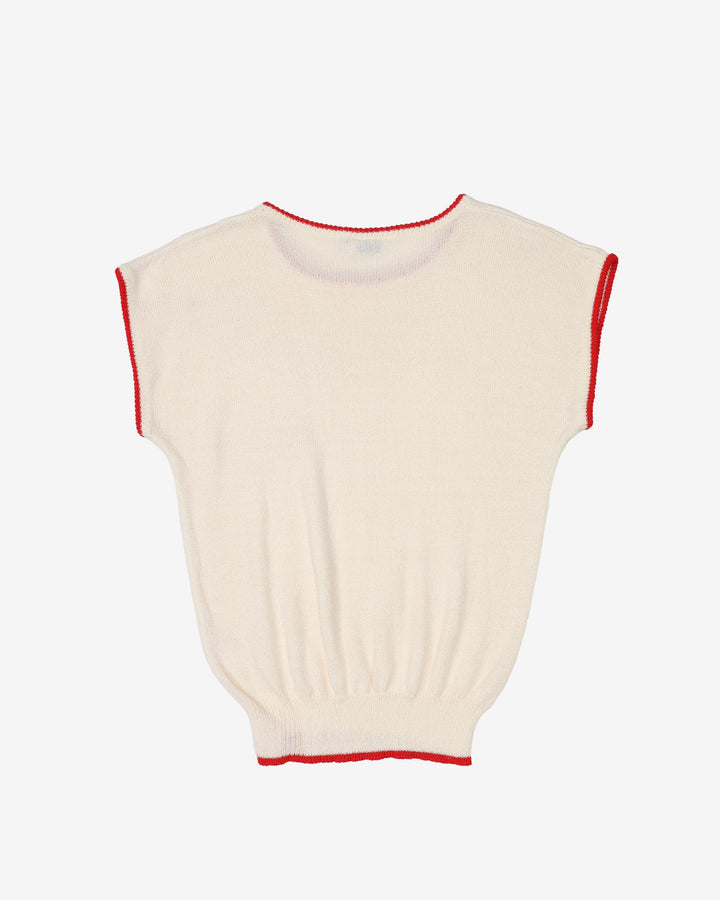 1990s flower applique knitted top - S