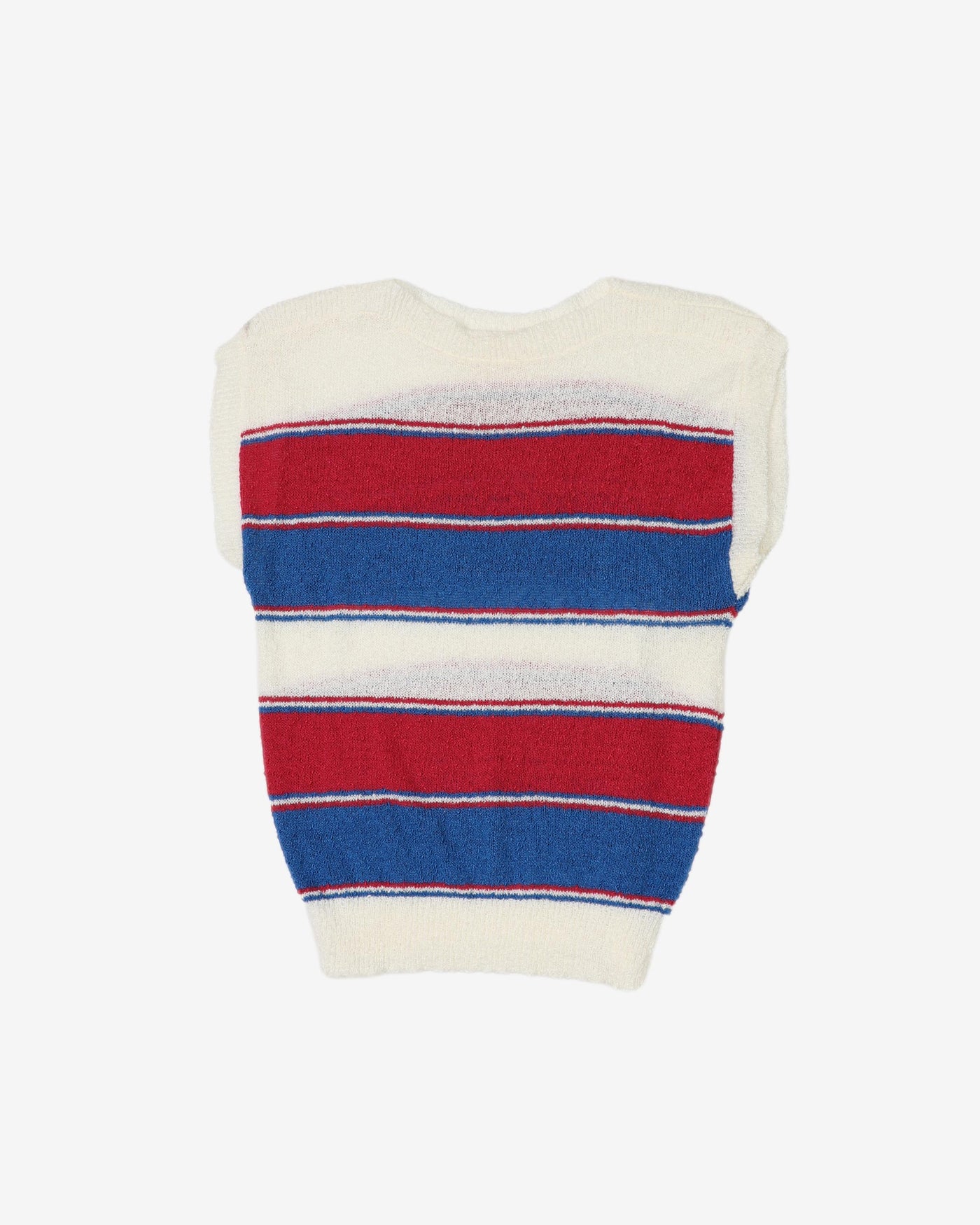 1990s blue and white striped knitted top - XS