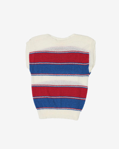 1990s blue and white striped knitted top - XS