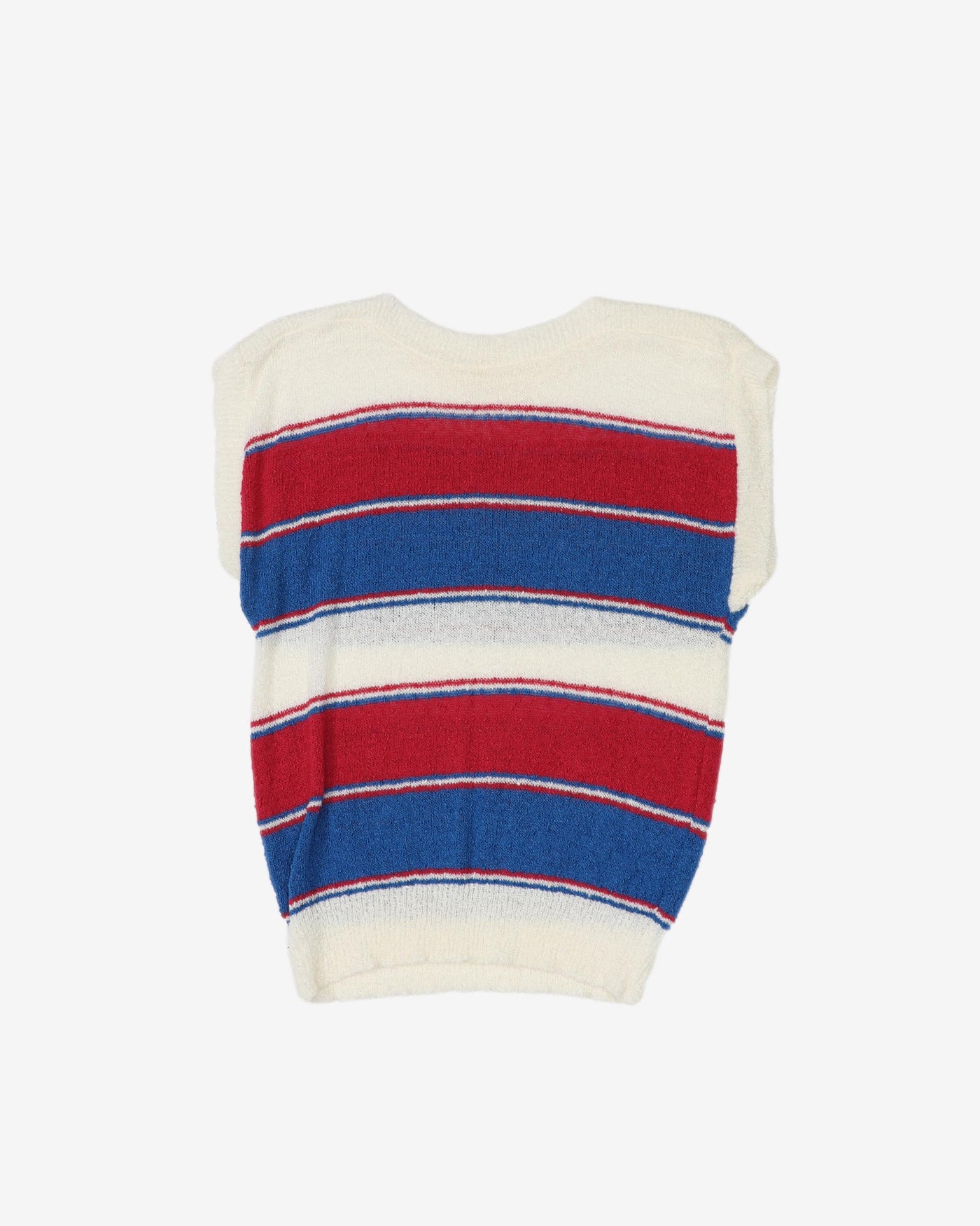 1990s blue and white striped knitted top - XS