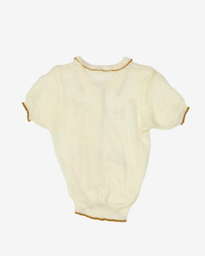 Lace knit short sleeve top - S