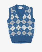 Nordstrom Blue Argyle Check Knit Vest Top - XS