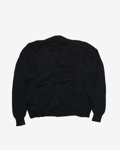 Black Floral Embroidered With Pockets Cardigan
