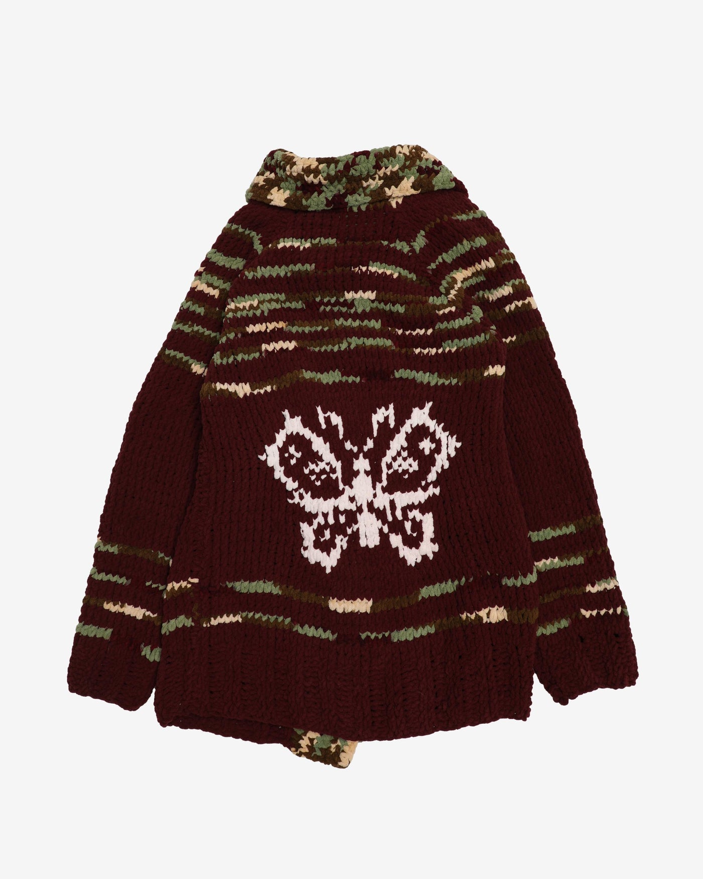 Chunky Velvet Knit Patterned Cardigan - M