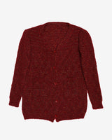 Hand knitted Burgundy Metallic Cardigan - M