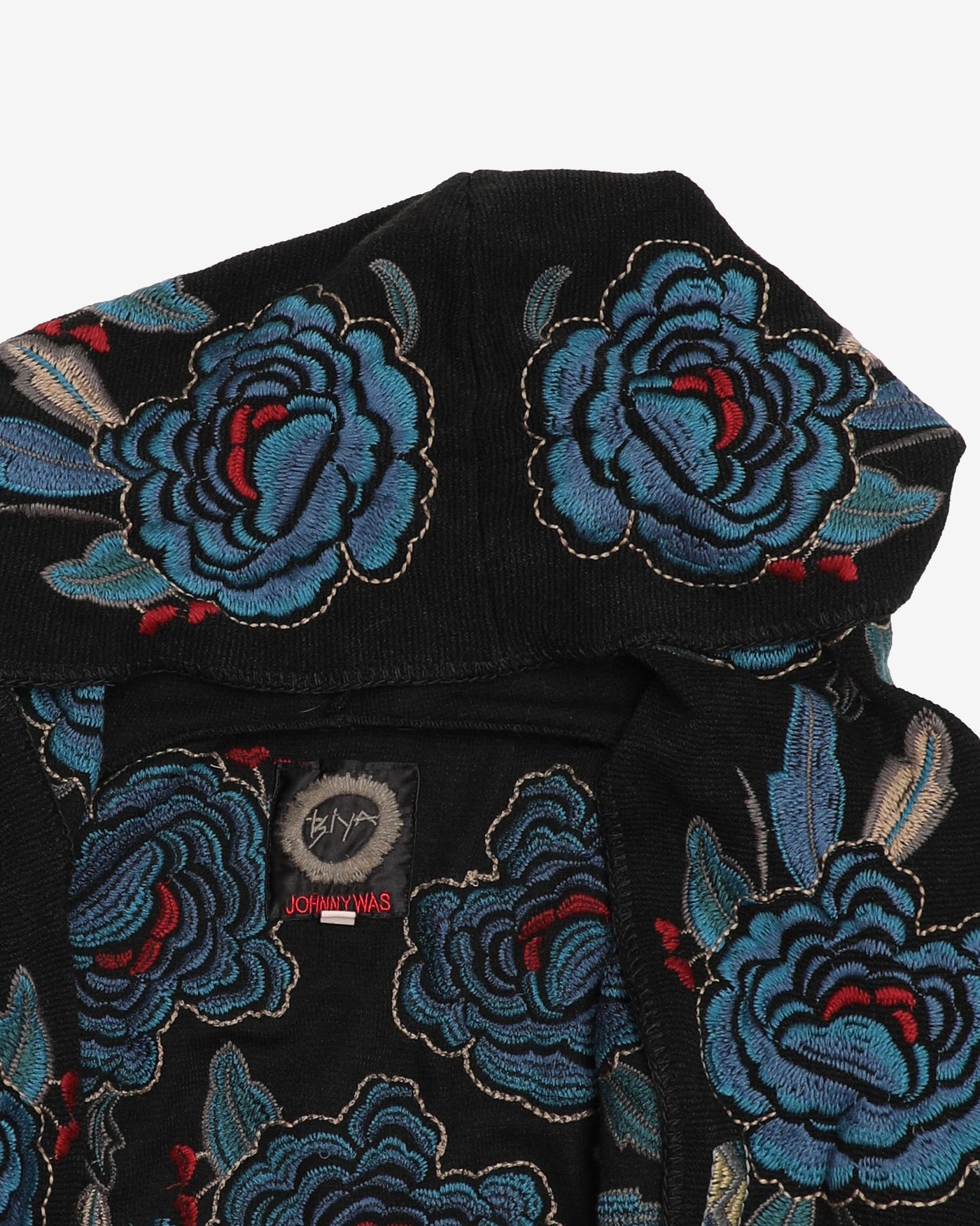 Floral Embroidered Hooded Cardigan - L