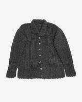 Hand Knitted Grey Collared Cardigan - S