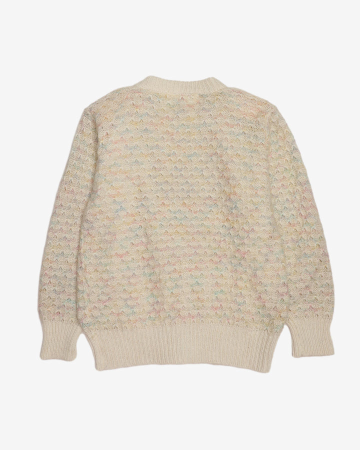 Pastel Patterned Lined Knitted Cardigan - M / L