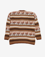 Hand Knitted Brown Patterned Alpaca Cardigan - S