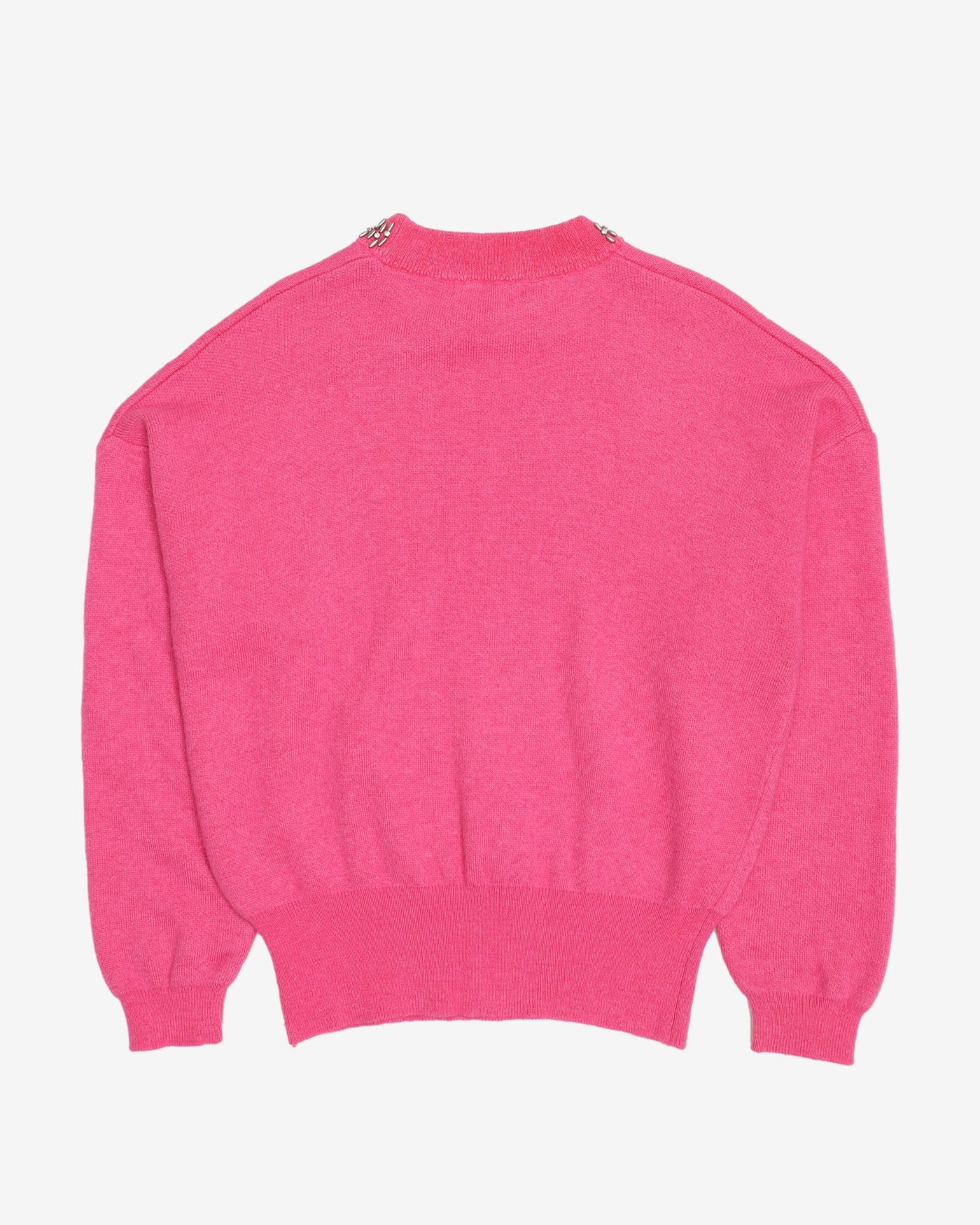 Pink With Silver Embellished Knitted Jumper - S